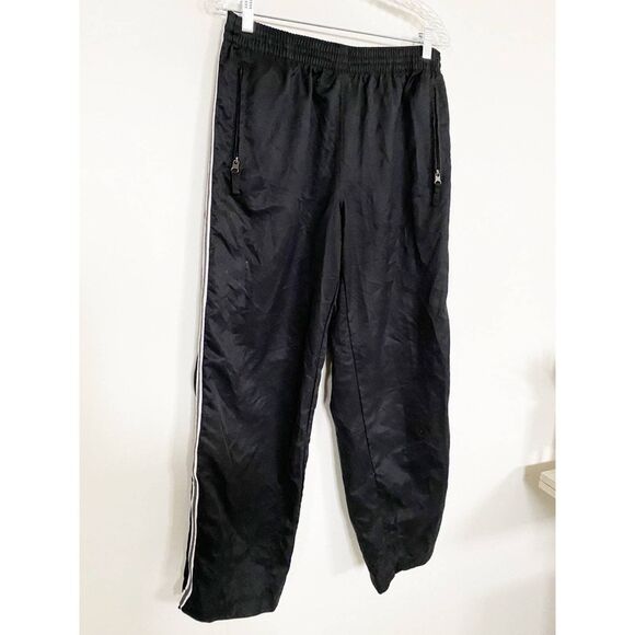 Y2K ROUTE 66 Black Track Jogging Pants Zipper Legs Women's Size Medium - Picture 4 of 7